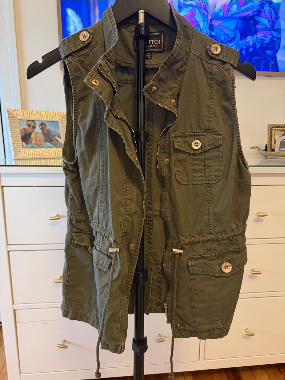 Ttoi Olive Utility Drawstring Vest - Women's
